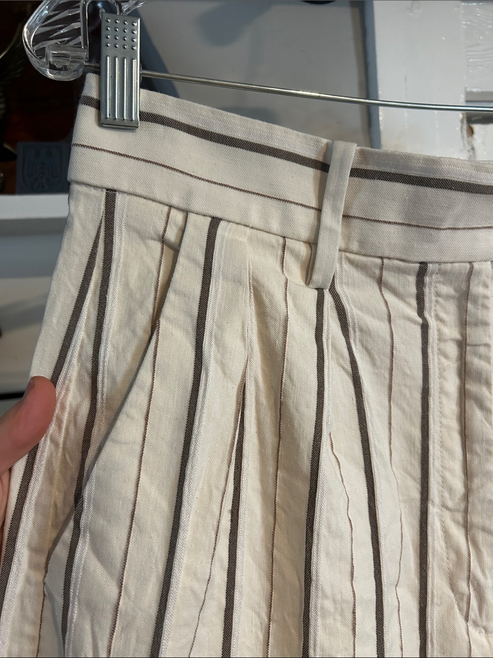 Banana Republic Cream Trousers with Brown & Gray Pinstripes - Picture 3 of 4